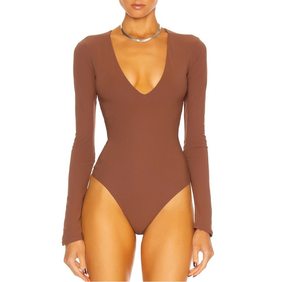 ALIX NYC Tops - ALIX NYC Brown Long Sleeve Bodysuit